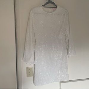 Pink lily white long sleeve sequin mini dress